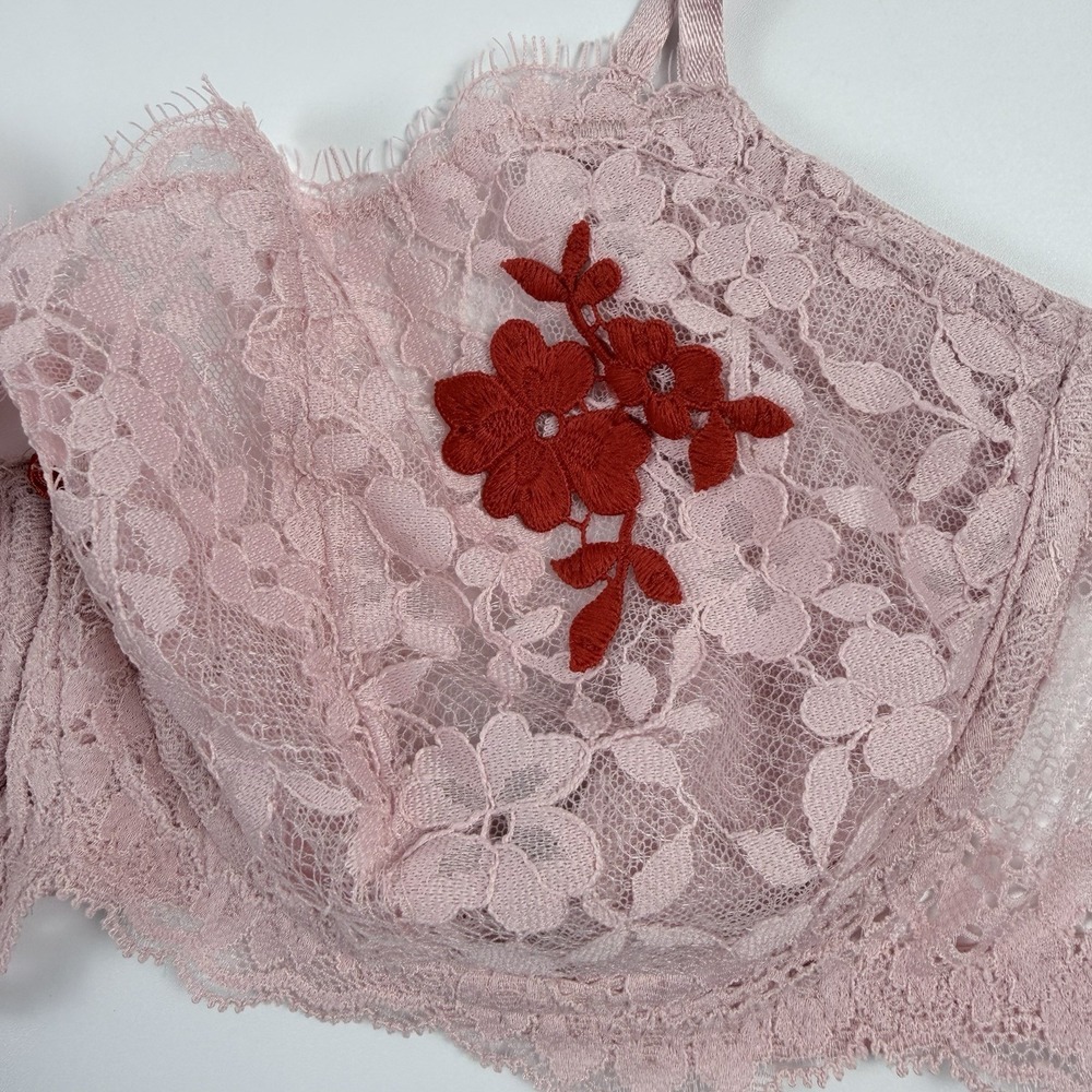 Victoria's Secret Dream Angels Wicked Unlined Lace Balconette Bra Pink 36D NWT - Picture 6 of 8